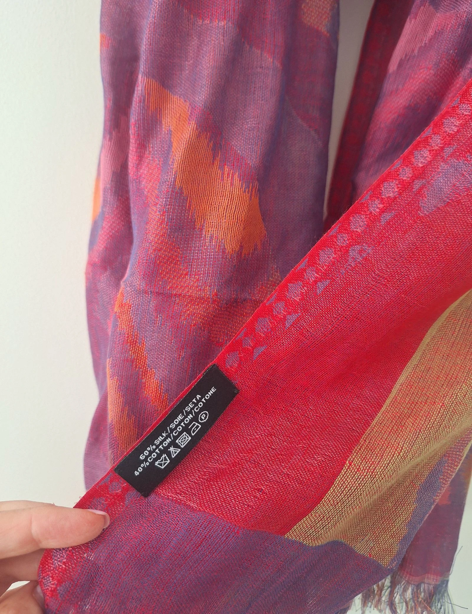 Étnico Boho multicolorido cachecol seda/algodão 60/40 – photo 3